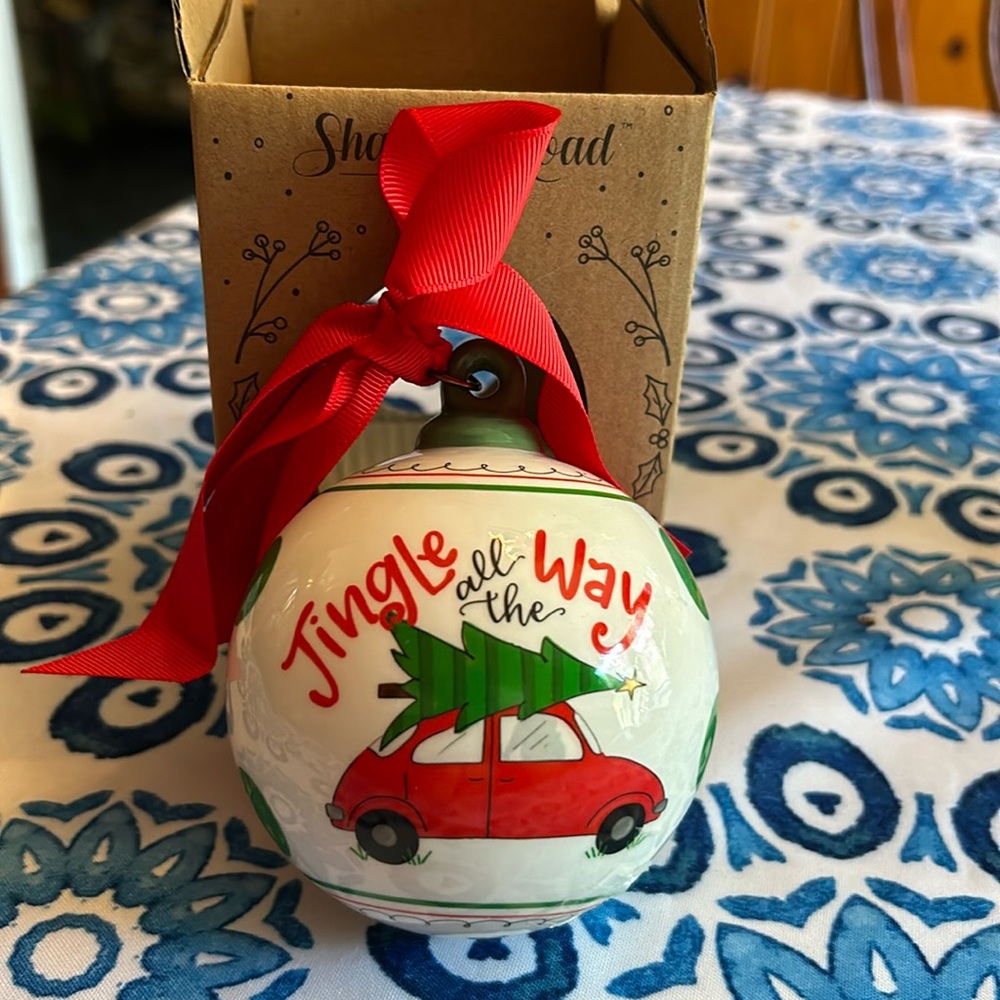 Shannon Road ceramic Christmas ornament with “Jingle all the Way.” 🎄🎄